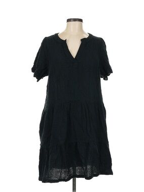 Marine Layer Black Double Cloth Crinkle Gauze Tiered Dress Size M